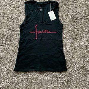 Black tee w/ rhinestone “faith “ decor